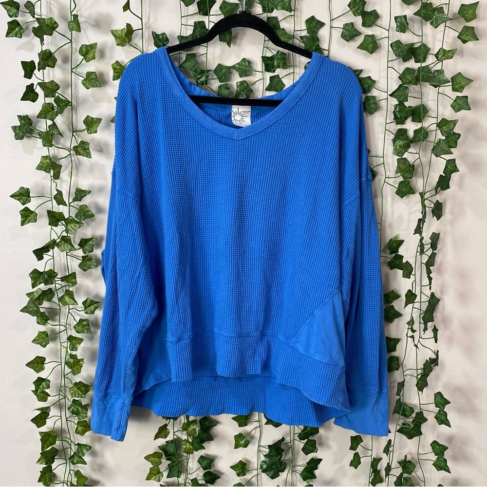 Aerie Long Sleeve Blue Knit Lightweight Sweater